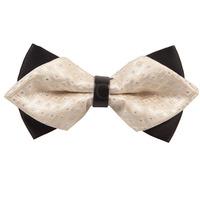 Crisscrossed with Dots Ivory Diamond Tip Bow Tie