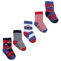 crafted 5 pack cars socks infant boys