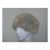 cream and brown faux fur hat