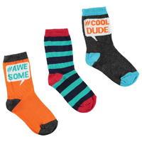 crafted pack of 3 slogan socks child boys