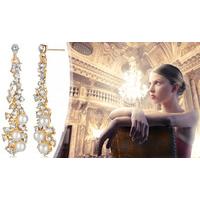 crystal and pearl chandelier earrings