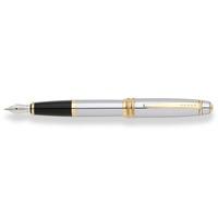 cross bailey chrome and gold medium nib fountain pen at0456 6ms