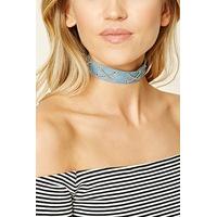 Crisscross Chain Denim Choker