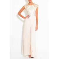 Cream And Gold Lace Top Jumpsuit