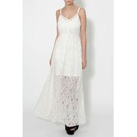 Cream Lace Button Front Maxi Dress