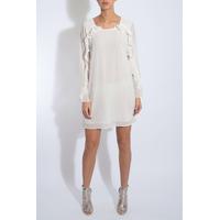 cream chiffon frill sleeve dress