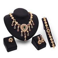 Crystal Jewelry Set Gold Plated Jewelry Set With Crystal Necklace For Bridal Bridal Wedding Party