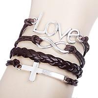 cross bracelet infinity love leather bracelet rope infinite bangle bla ...
