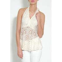 Cream Lace Halterneck Top