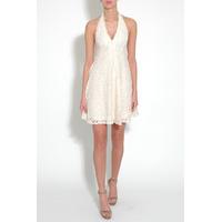 Cream Lace Halterneck Swing Dress