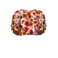 Cream multi Floral Printed Midi Skirt