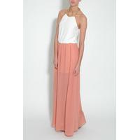 cream and peach chain neck maxi dress