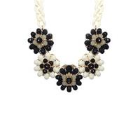 Cream And Black Flower Necklace