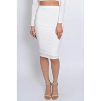 Cream Slinky Co Ord Midi Skirt