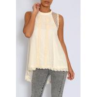 cream lace dip hem top