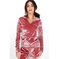 crushed velvet hoodie pink