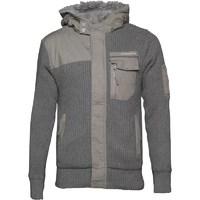 Crosshatch Mens Jamine Chunky Knit Hoody Grey Marl