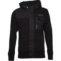 crosshatch mens jamine chunky knit hoody black