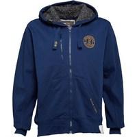 Crosshatch Mens Grabble Borg Line Zip Thru Hoody Estate Blue