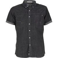 Crosshatch Mens Chank Short Sleeve Shirt Charcoal Denim Charcoal Denim