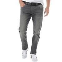 Crosshatch Mens Jenson Straight Fit Belted Jeans Grey