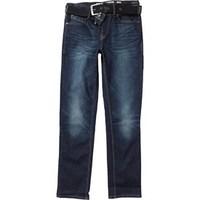 Crosshatch Mens Bancroft Stretch Belted Jeans Darkwash