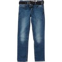 Crosshatch Mens Bancroft Stretch Belted Jeans Stonewash