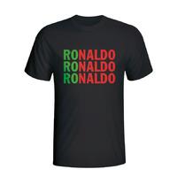 cristiano ronaldo portugal player flag t shirt black kids