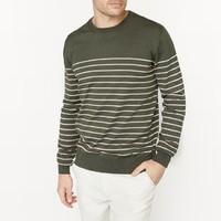 Crew Neck Striped Linen Blend Jumper