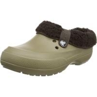 crocs classic blitzen ii fuzz lined graphic clog khakiespresso