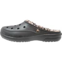 crocs womens freesail leopard fuzz lined clog blackgold