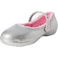 crocs kids karin sparkle fuzz lined clog silver