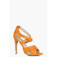 cross strap lizard heels orange