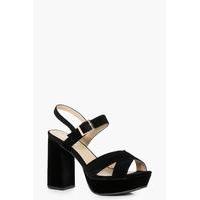 cross strap platform heels black