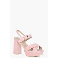 Cross Strap Platform Heels - blush