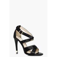 cross strap lizard heels black