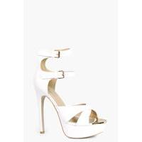 cross strap platform heel white