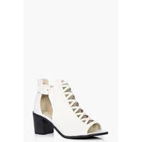 Cross Front Peeptoe Shoe Boot - white