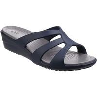 Crocs Sanrah Strappy Womens Wedge Heel Sandals women\'s Mules / Casual Shoes in blue