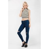 CROP STRIPE ROLL NECK JUMPER