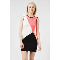 CREPE COLOUR BLOCK BODYCON DRESS