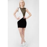 CREPE COLOUR BLOCK BODYCON DRE