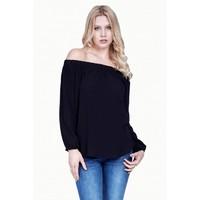 CRINKLE PLAIN BARDOT BLOUSE