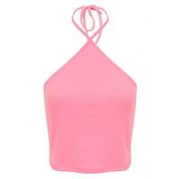 CROP RIB HALTER NECK