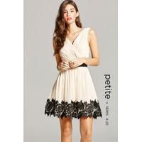 cream and black lace border prom dress