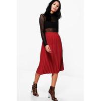 crepe pleated midi skirt cinnamon