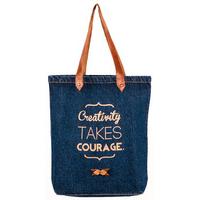 Creativity Takes Courage – Dark Blue Denim & Light Brown Leather