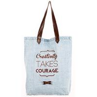 creativity takes courage 8211 light blue denim 038 dark brown leather