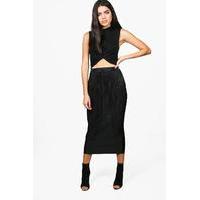 Crinkle Pleat Midaxi Skirt - black