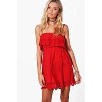 Crochet Trim Sundress - red